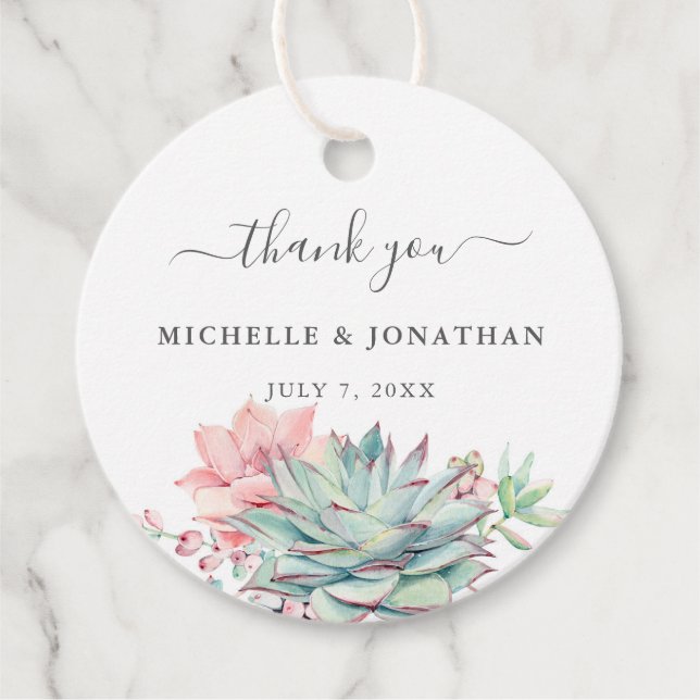 Sweet Succulent Wedding Vielen Dank für Ihr Intere Geschenkanhänger (Vorderseite)