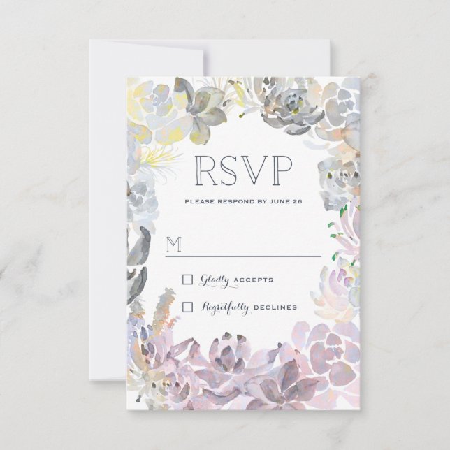 Sweet Succulents Wedding RSVP Karte (Vorderseite)
