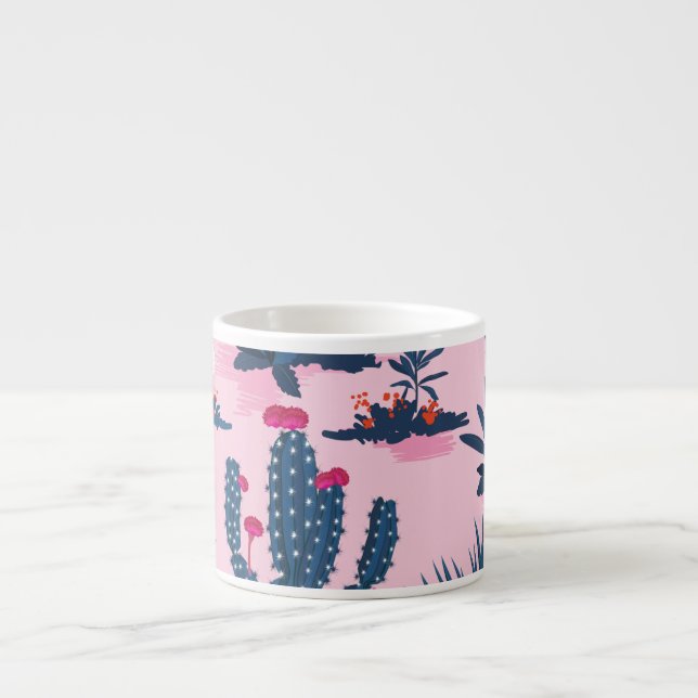 Sweet Summer Cactus Blooming Pattern Espressotasse (Vorderseite)