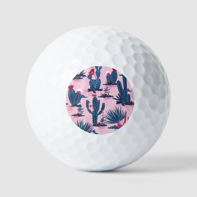 Sweet Summer Cactus Blooming Pattern Golfball (Vorderseite)