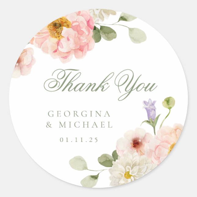 Sweet Summer Garden Wedding Runder Aufkleber (Vorderseite)