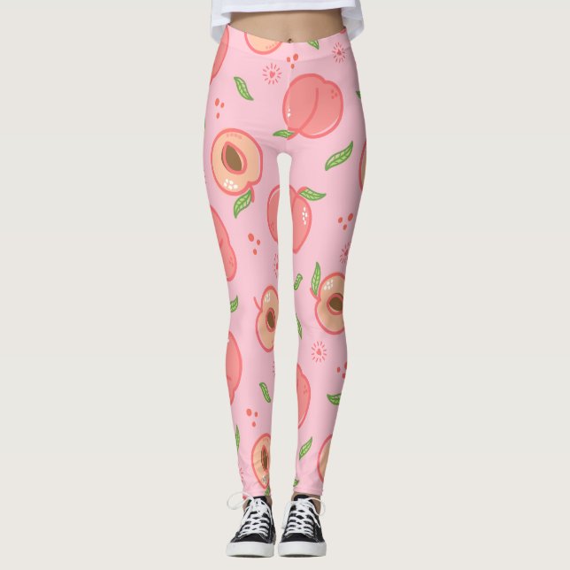 Sweet Summer Peach Muster groß Leggings (Vorderseite)