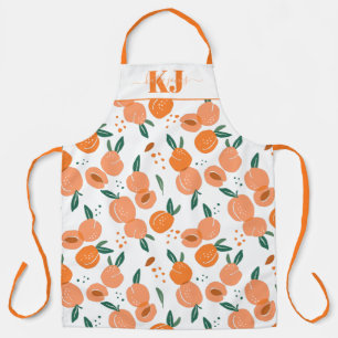 Sweet Summer Peach Muster Monogramm-Schürze Schürze