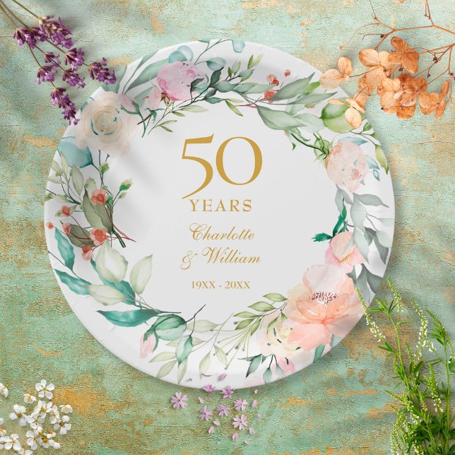 Sweet Summer Rose Garland 50 Jahre Jubiläum Pappteller (Von Creator hochgeladen)