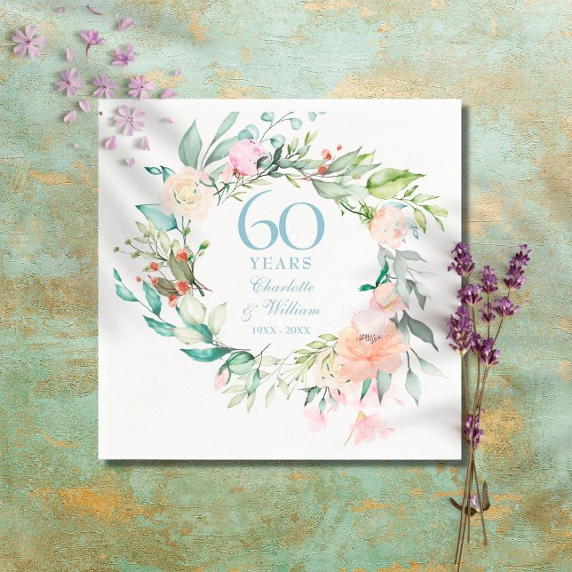 Sweet Summer Rose Garland 60 / 75 Jahre Jubiläum Serviette (Von Creator hochgeladen)