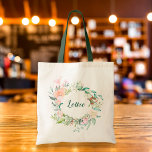 Sweet Summer Rose Garland Personalisiert Tragetasche<br><div class="desc">Genießen Sie mit dieser stilvollen sommerlichen Rose die personalisierte Tasche. Eine ideale Gastgeschenk Hochzeit für Bräute. Entwickelt von Thisisnotme©</div>