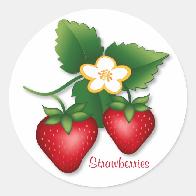 Sweet Summer Strawberry Frucht Runder Aufkleber (Vorderseite)