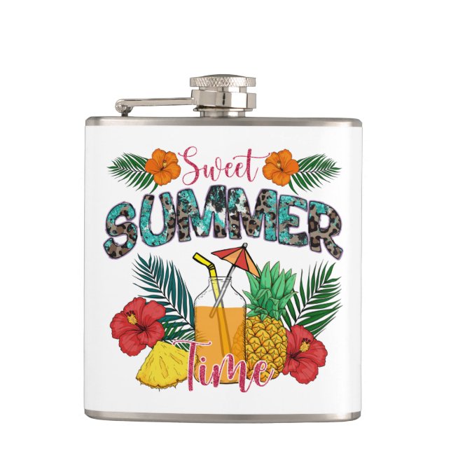 Sweet Summer Time Beach | Tropeninsel Flachmann (Vorderseite)