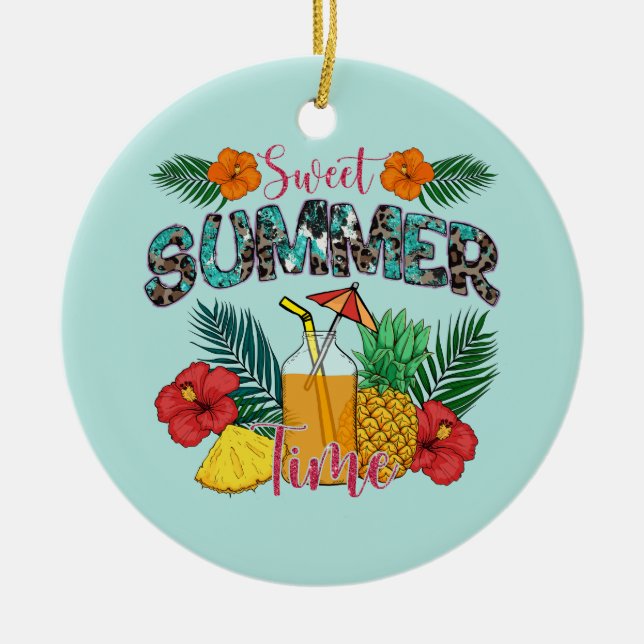 Sweet Summer Time Beach | Tropical Island Keramik Ornament (Vorne)