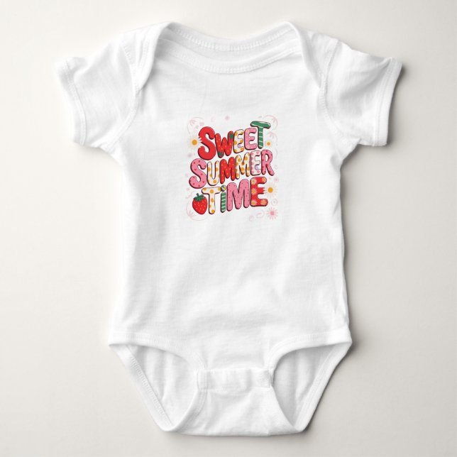 Sweet Summer Time Coquette Strawberry Retro Strand Baby Strampler (Vorderseite)