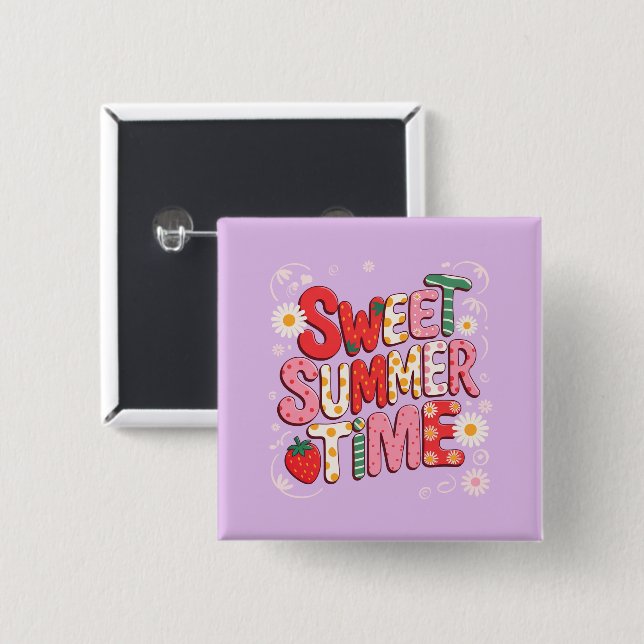 Sweet Summer Time Coquette Strawberry Retro Strand Button (Vorne & Hinten)
