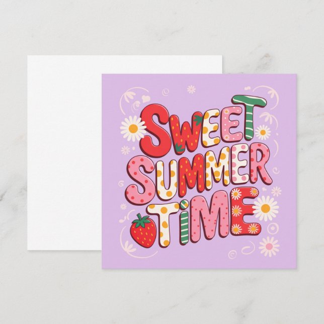 Sweet Summer Time Coquette Strawberry Retro Strand Einladung (Vorne/Hinten)