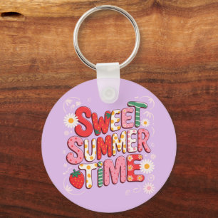 Sweet Summer Time Coquette Strawberry Retro Strand Schlüsselanhänger