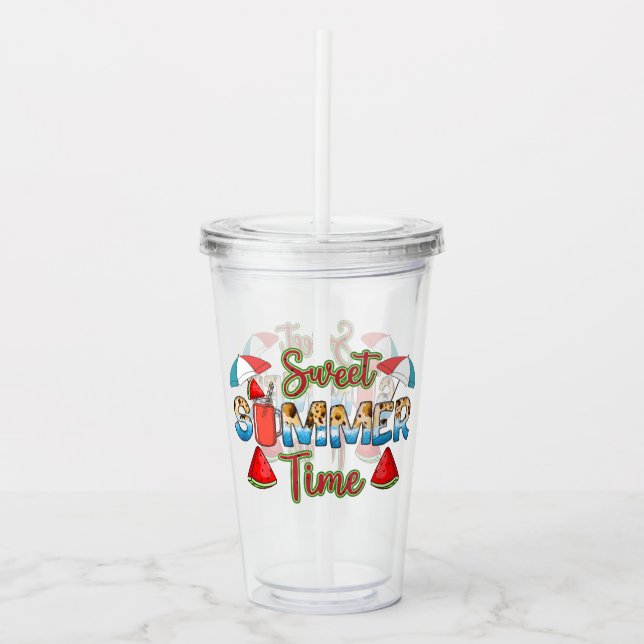 Sweet Summer Time | Farbenfrohe Wassermelone Acryltrinkbecher (Vorderseite)