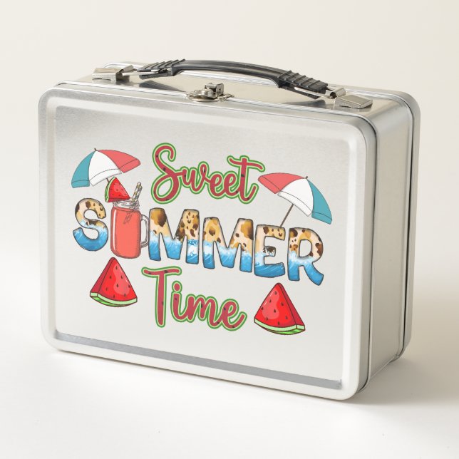 Sweet Summer Time | Farbenfrohe Wassermelone Metall Brotdose (Vorderseite)