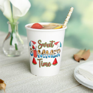 Sweet Summer Time Farbenfrohe Wassermelone Pappbecher