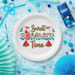 Sweet Summer Time Farbenfrohe Wassermelone Pappteller