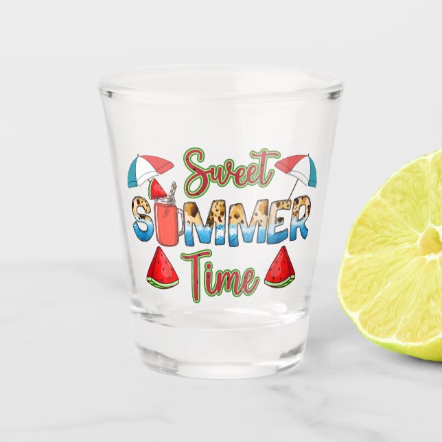 Sweet Summer Time | Farbenfrohe Wassermelone Schnapsglas (Vorderseite)