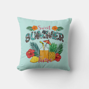 Sweet Summer Time   Tropische Früchte und Blumen Kissen