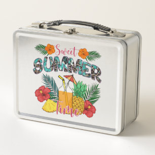 Sweet Summer Time Tropische Früchte und Blumen Metall Brotdose