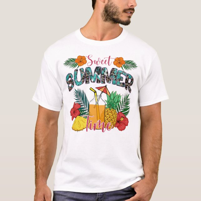 Sweet Summer Time | Tropische Früchte und Blumen T-Shirt (Vorderseite)