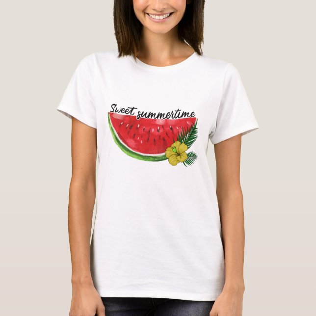 Sweet Summer Time | Wasserfarbene Wassermelone T-Shirt (Vorderseite)