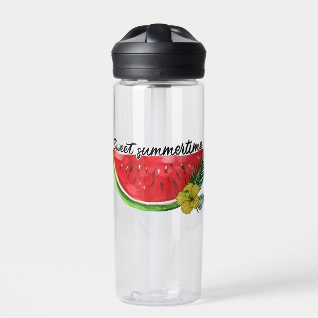 Sweet Summer Time | Wasserfarbene Wassermelone Trinkflasche (Vorderseite)