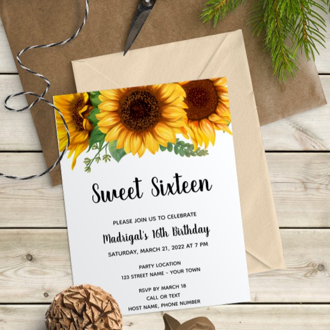 Sweet Sunflower Invitation Anniversaire (Créateur téléchargé)