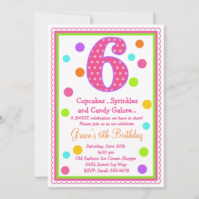 Sweet Surprise 6e Invitation anniversaire (Devant)