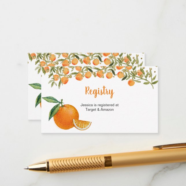 Sweet Süsse Orange Registrierungseintrag Begleitkarte (Vorderseite/Rückseite Beispiel)