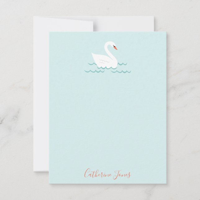 Sweet Swan Personalisiert Stationery Mitteilungskarte (Vorderseite)