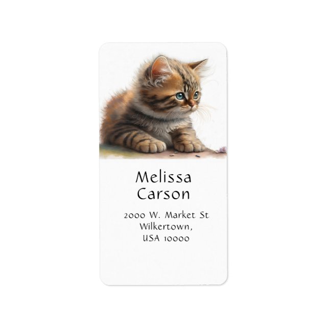 Sweet Tabby Kitten Adressaufkleber (Vorne)