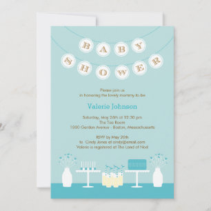 Sweet Table Baby Shower Einladung - Blau