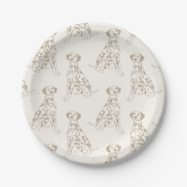 Sweet Tan Dalmatiner Hunde-Illustration Pappteller
