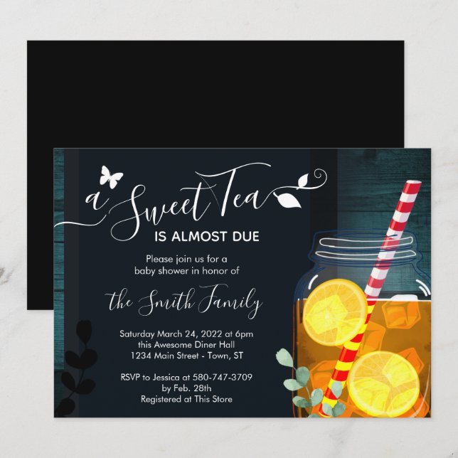 Sweet Tea Baby Dusche Einladung (Vorne/Hinten)