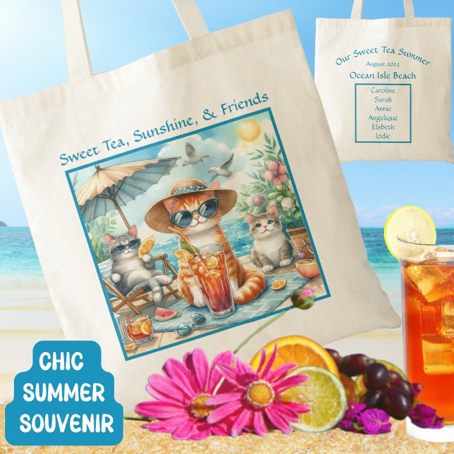 Sweet Tea Sunshine Friends Summer Beach Cats Trip Tragetasche (Von Creator hochgeladen)