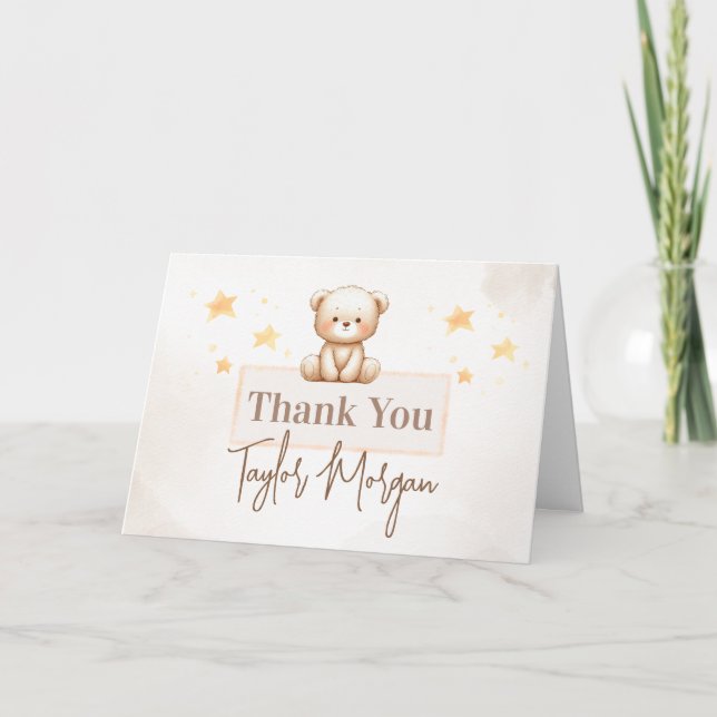 Sweet Teddy Bear Baby Shower Dankeskarte (Vorderseite)