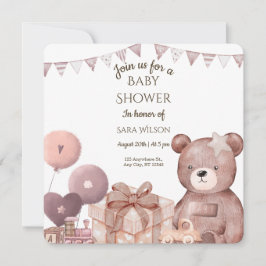 Sweet Teddy Bear Baby Shower Invitation Einladung