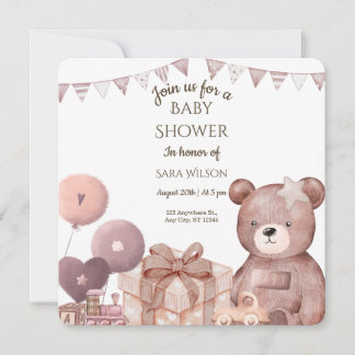 Sweet Teddy Bear Baby Shower Invitation Einladung