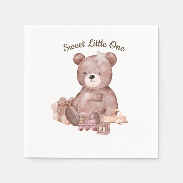 Sweet Teddy Bear Baby Shower Napkin Serviette (Vorderseite)
