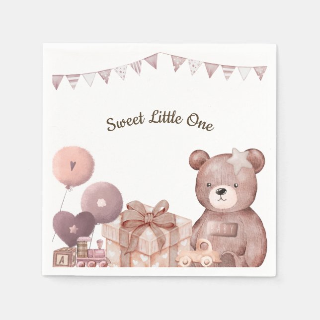 Sweet Teddy Bear Baby Shower Napkin Serviette (Vorderseite)