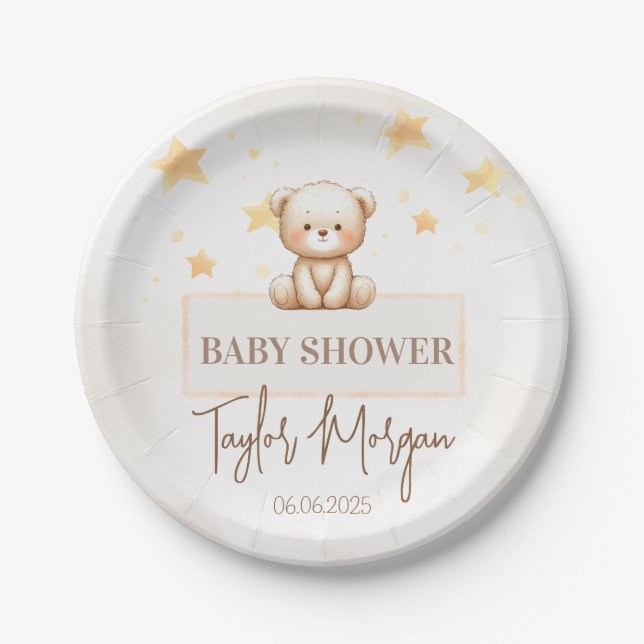 Sweet Teddy Bear Baby Shower Pappteller (Vorderseite)