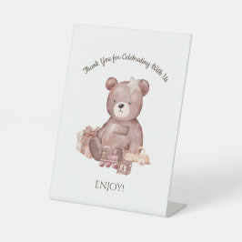 Sweet Teddy Bear Baby Shower Pedestal Sign Sockelschild