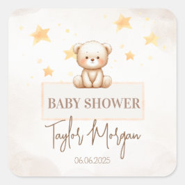 Sweet Teddy Bear Baby Shower Quadratischer Aufkleber