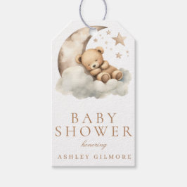 Sweet Teddy Bear Beige Neutral Baby Dusche Geschenkanhänger