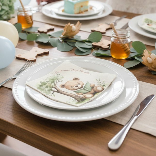 Sweet Teddy Bear Book Lover Baby Shower Party  Serviette (Von Creator hochgeladen)