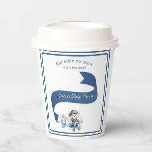 Sweet Teddy Bear Co-Pilot Baby Boy Shower Pappbecher