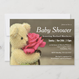 Sweet Teddy Bear mit Rose Babydusche Einladung