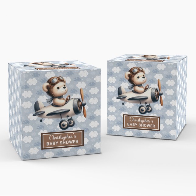 Sweet Teddy Bear Pilot Showboy Fevor Box Geschenkschachtel (Sweet Teddy Bear Pilot Shower Boy Favor Box)