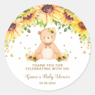 Sweet Teddy Bear Sonnenblume Danke Golden Glitzer Runder Aufkleber